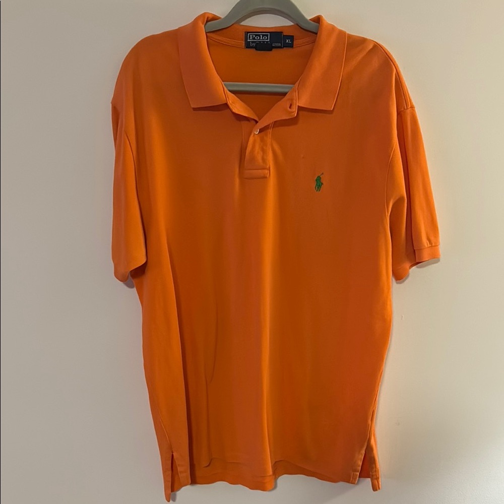 Polo Ralph Lauren Men’s Orange Short Sleeve Polo Shirt Green Pony Size XL